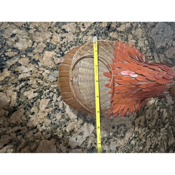 Vintage Shanghai Handicrafts Woven Wicker Wooden Foo Dog Red Lion Basket - Picture 7 of 16